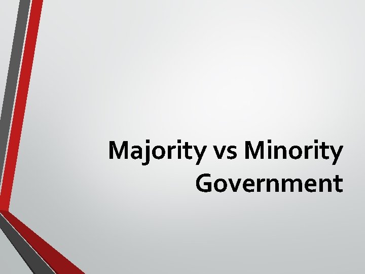 Majority vs Minority Government Majority vs Minority Government