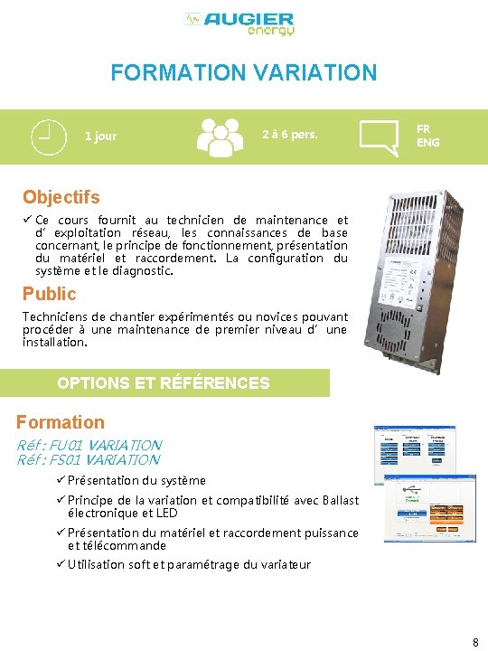 FORMATION VARIATION 1 jour 2 à 6 pers. FR ENG Objectifs ü Ce cours