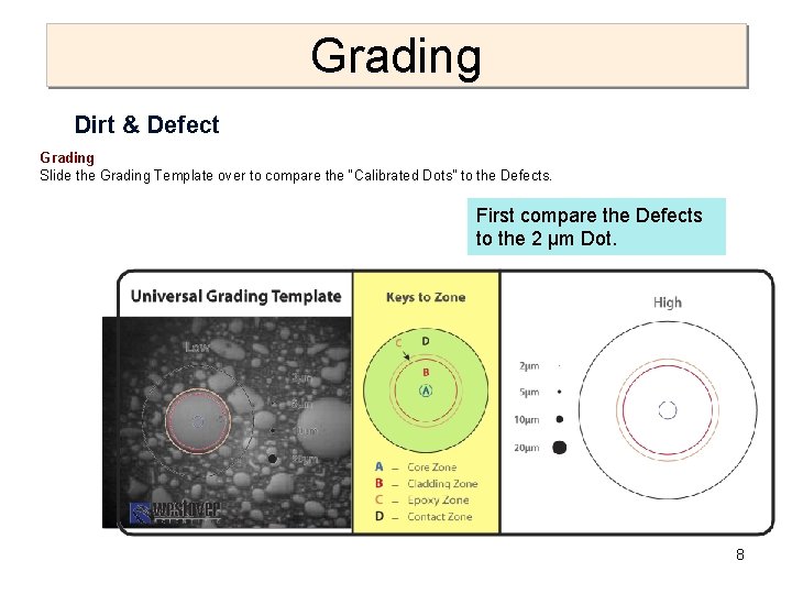 Grading Dirt & Defect Grading Slide the Grading Template over to compare the “Calibrated