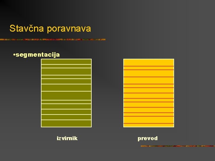 Stavčna poravnava • segmentacija izvirnik prevod 