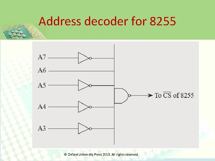 Address decoder for 8255 © Oxford University Press 2013. All rights reserved. 