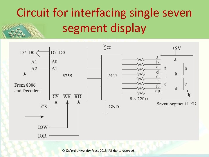 Circuit for interfacing single seven segment display © Oxford University Press 2013. All rights