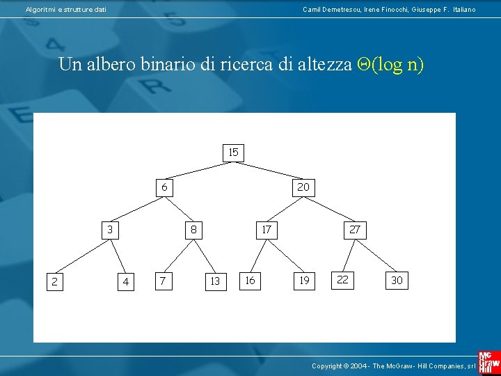 Algoritmi e strutture dati Camil Demetrescu, Irene Finocchi, Giuseppe F. Italiano Un albero binario