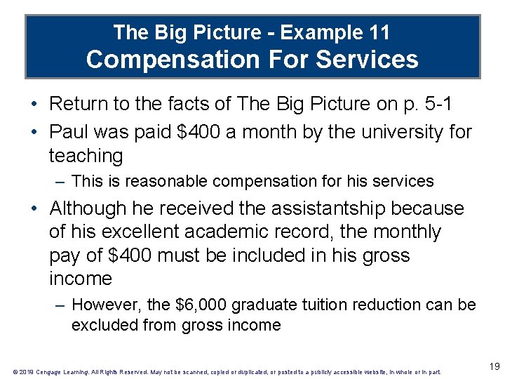 The Big Picture - Example 11 Compensation For Services • Return to the facts