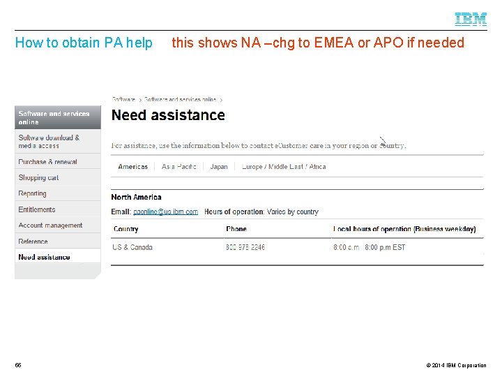 How to obtain PA help 55 this shows NA –chg to EMEA or APO