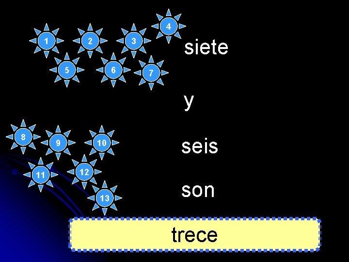 4 1 2 siete 3 5 6 7 y 8 9 11 10 seis