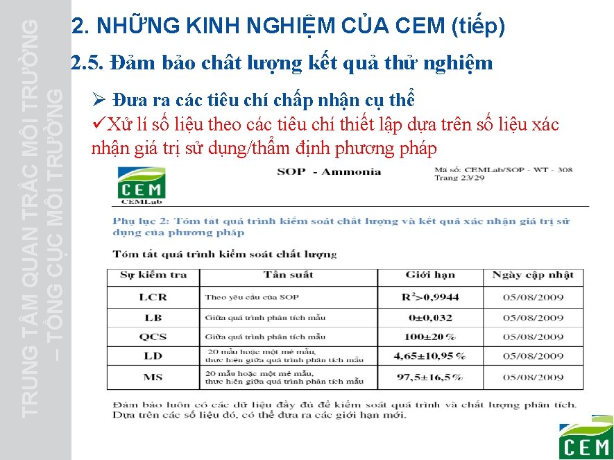 TRUNG T M QUAN TRẮC MÔI TRƯỜNG – TỔNG CỤC MÔI TRƯỜNG 2. NHỮNG