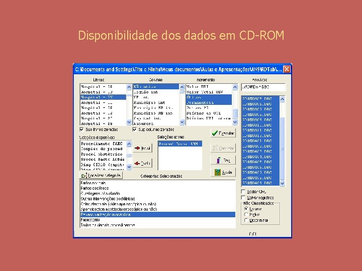 Disponibilidade dos dados em CD-ROM 