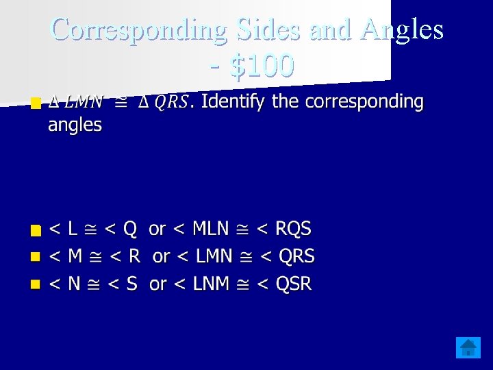 Corresponding Sides and Angles - $100 n n 