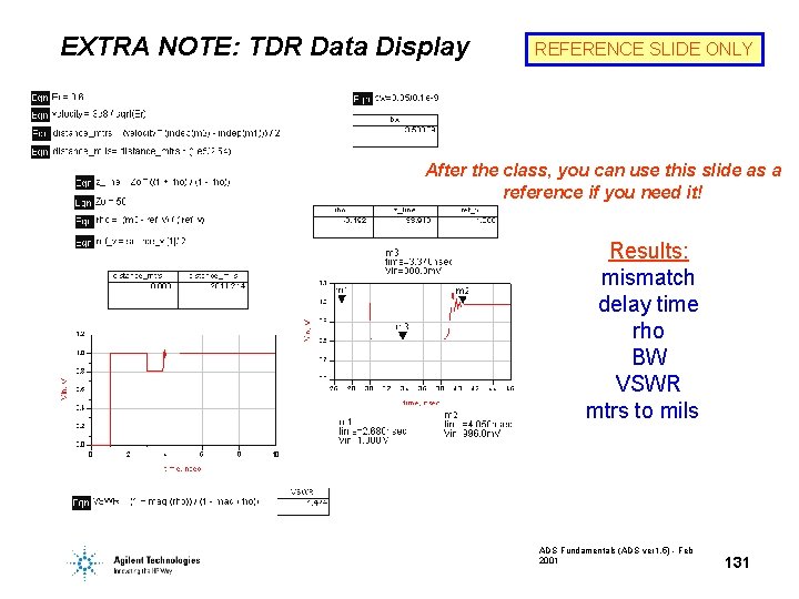 EXTRA NOTE: TDR Data Display REFERENCE SLIDE ONLY After the class, you can use
