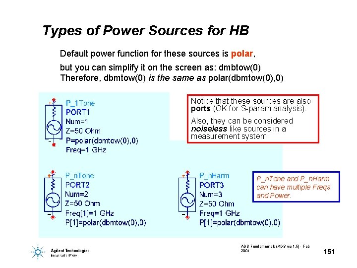 Types of Power Sources for HB Default power function for these sources is polar,