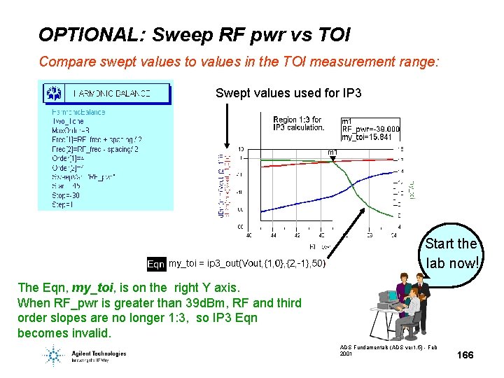 OPTIONAL: Sweep RF pwr vs TOI Compare swept values to values in the TOI