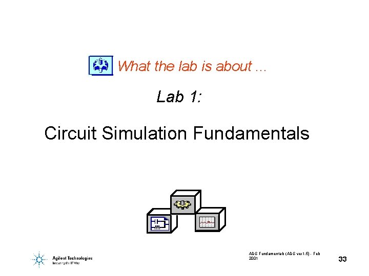 What the lab is about. . . Lab 1: Circuit Simulation Fundamentals ADS Fundamentals