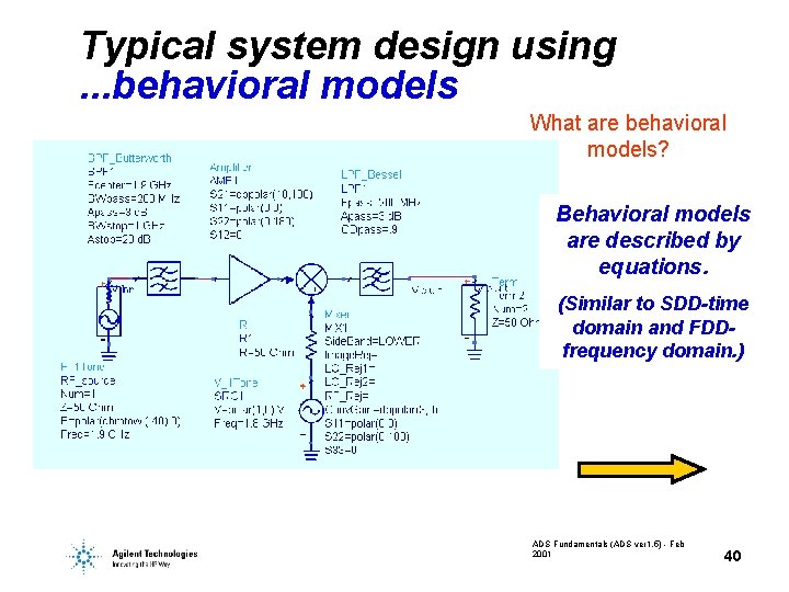 Typical system design using. . . behavioral models What are behavioral models? Behavioral models
