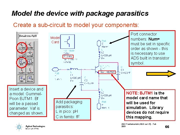 Model the device with package parasitics Create a sub-circuit to model your components: Model