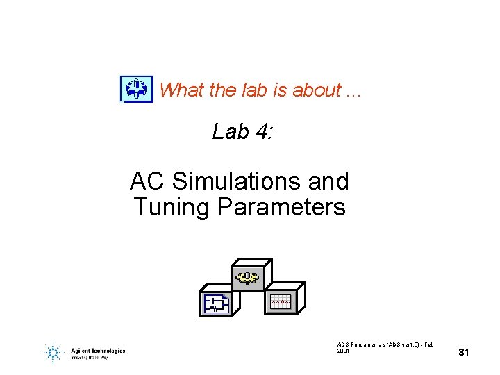 What the lab is about. . . Lab 4: AC Simulations and Tuning Parameters