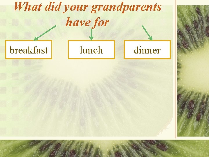 What did your grandparents have for breakfast lunch dinner 