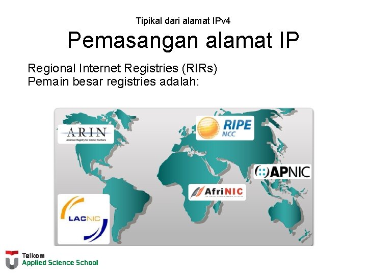 Tipikal dari alamat IPv 4 Pemasangan alamat IP Regional Internet Registries (RIRs) Pemain besar