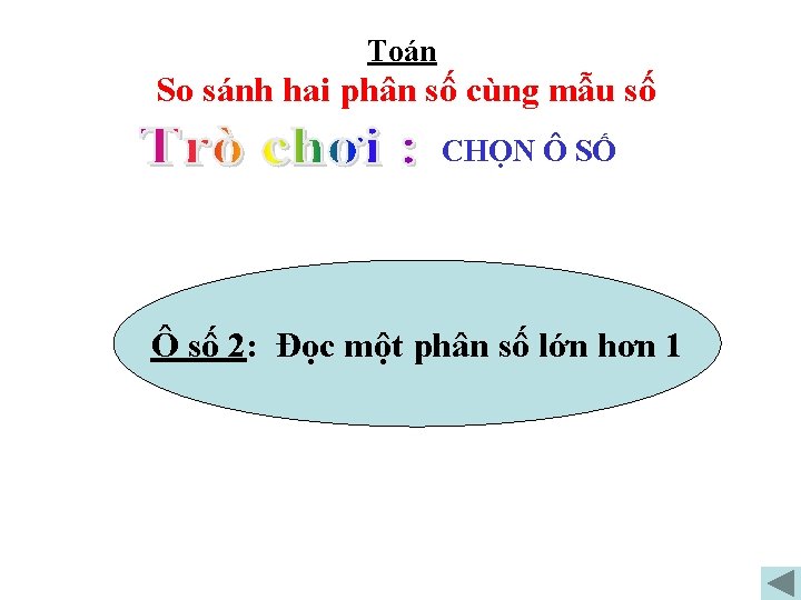 Toán So sánh hai phân số cùng mẫu số CHỌN Ô SỐ Ô số