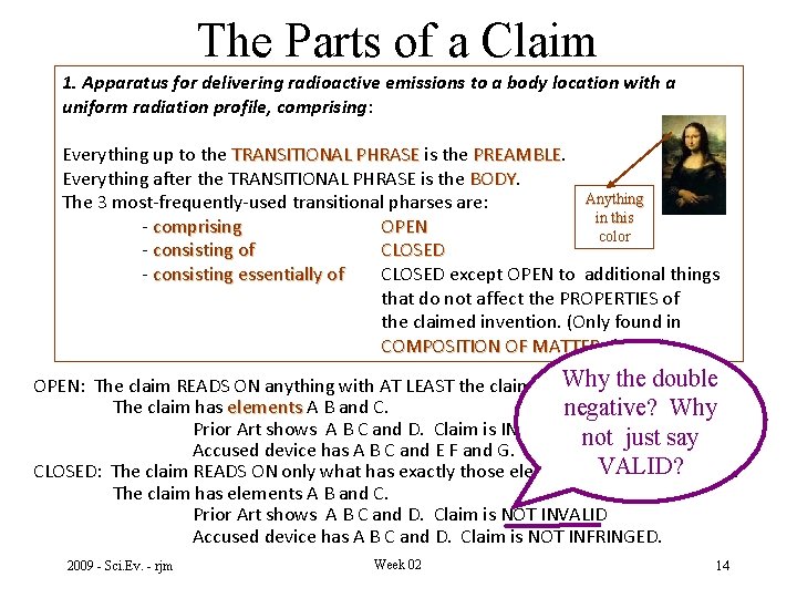 The Parts of a Claim 1. Apparatus for delivering radioactive emissions to a body