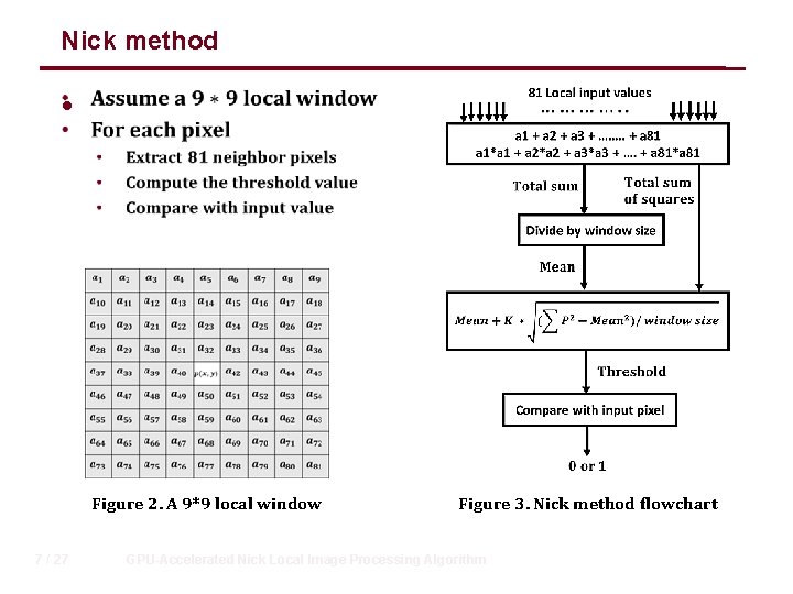 Nick method • Figure 2. A 9*9 local window 7 / 27 Figure 3.