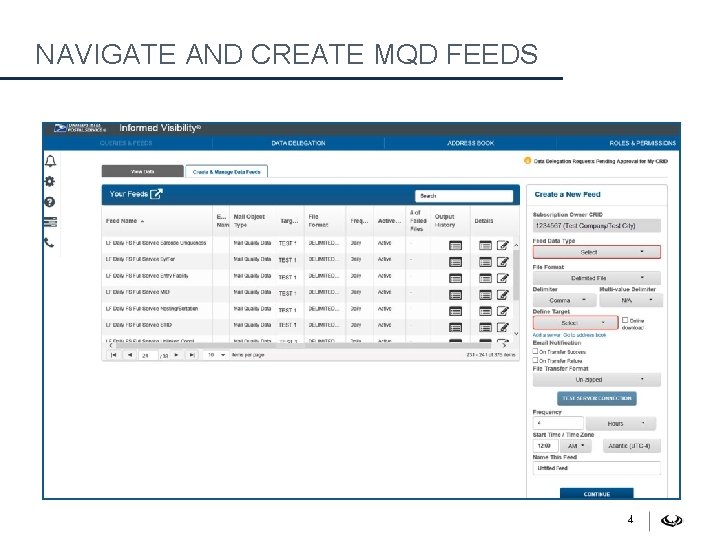 NAVIGATE AND CREATE MQD FEEDS 4 