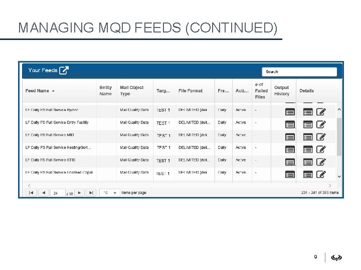 MANAGING MQD FEEDS (CONTINUED) 9 