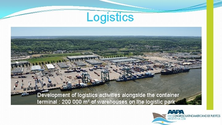 Logistics Development of logistics activities alongside the container terminal : 200 000 m² of