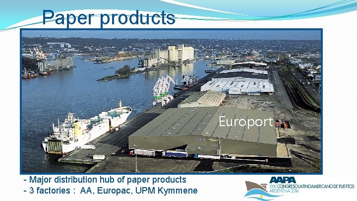 Paper products Europort - Major distribution hub of paper products - 3 factories :