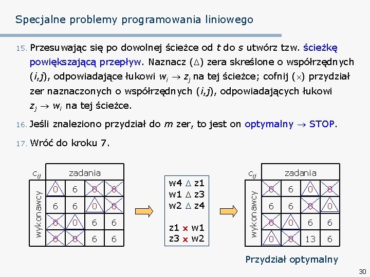 Specjalne problemy programowania liniowego 15. Przesuwając się po dowolnej ścieżce od t do s