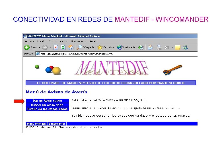 CONECTIVIDAD EN REDES DE MANTEDIF - WINCOMANDER 