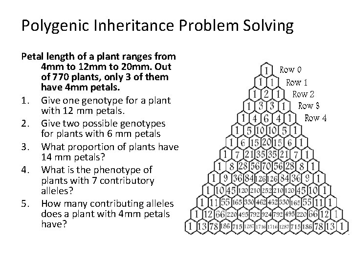 Polygenic Inheritance Problem Solving Petal length of a plant ranges from 4 mm to