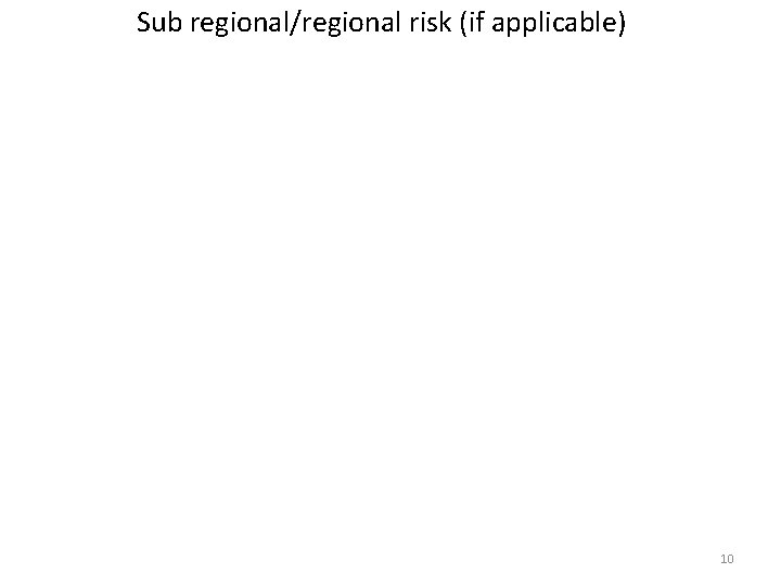 Sub regional/regional risk (if applicable) 10 