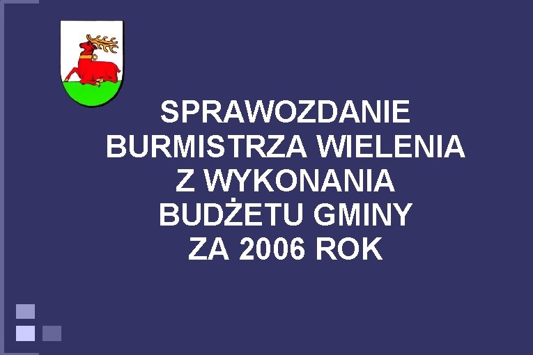 SPRAWOZDANIE BURMISTRZA WIELENIA Z WYKONANIA BUDŻETU GMINY ZA 2006 ROK 