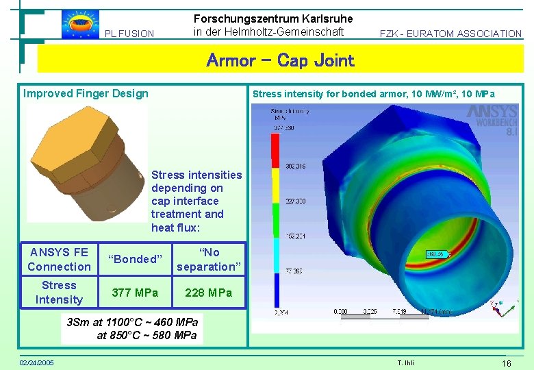 PL FUSION Forschungszentrum Karlsruhe in der Helmholtz-Gemeinschaft FZK - EURATOM ASSOCIATION Armor – Cap