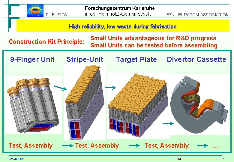 Forschungszentrum Karlsruhe in der Helmholtz-Gemeinschaft PL FUSION FZK - EURATOM ASSOCIATION High reliability, low