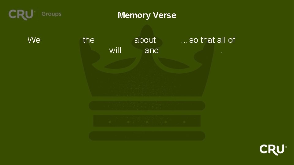 Memory Verse We announce the message about Christ…so that all of Christ’s followers will