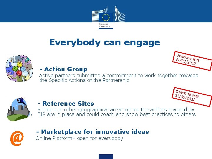 Everybody can engage - Action Group one Active partners submitted a commitment to work