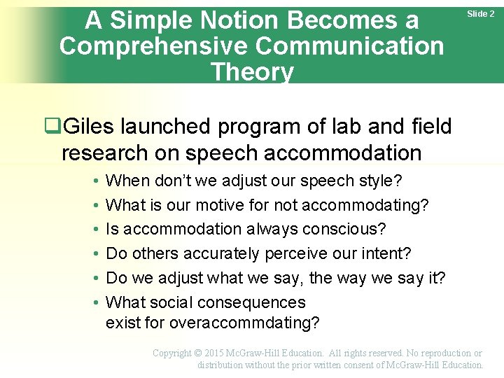 A Simple Notion Becomes a Comprehensive Communication Theory Slide 2 Giles launched program of