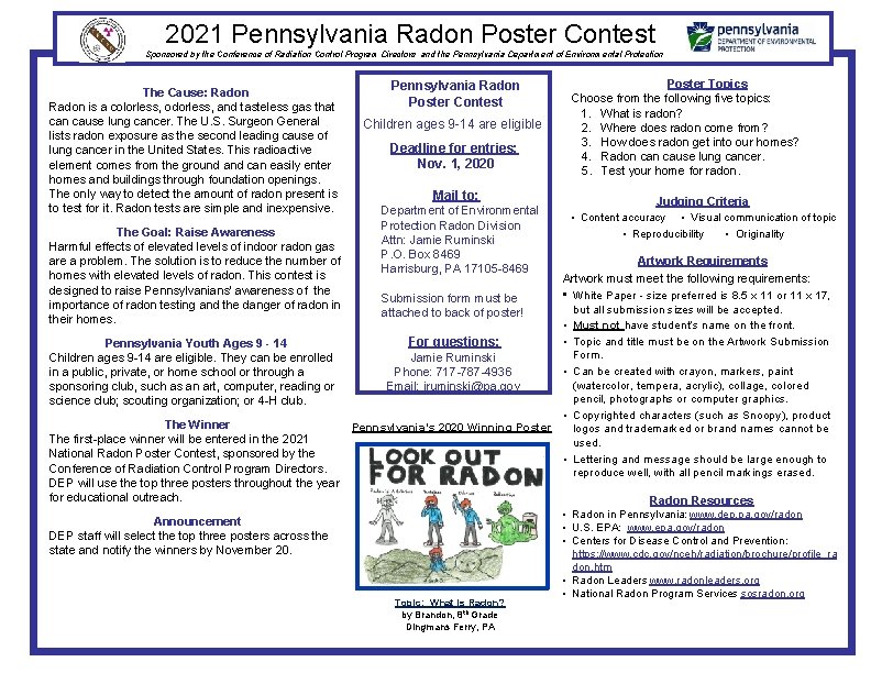 2021 Pennsylvania Radon Poster Contest Sponsored by the Conference of Radiation Control Program Directors