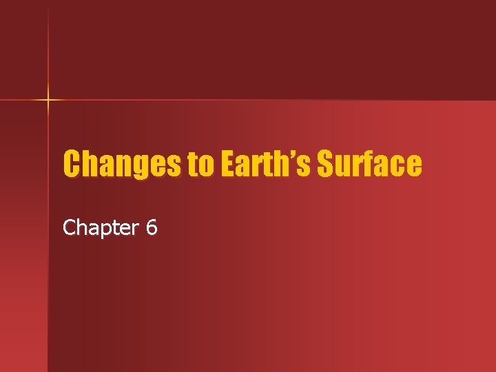 Changes to Earths Surface Chapter 6 Prior Knowledge