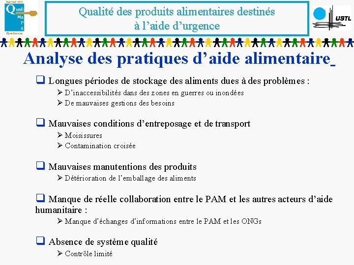 Qualité des produits alimentaires destinés à l’aide d’urgence Analyse des pratiques d’aide alimentaire q