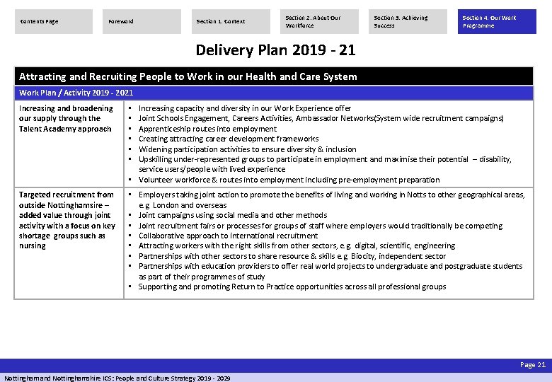 Contents Page Foreword Section 1: Context Section 2: About Our Workforce Section 3: Achieving