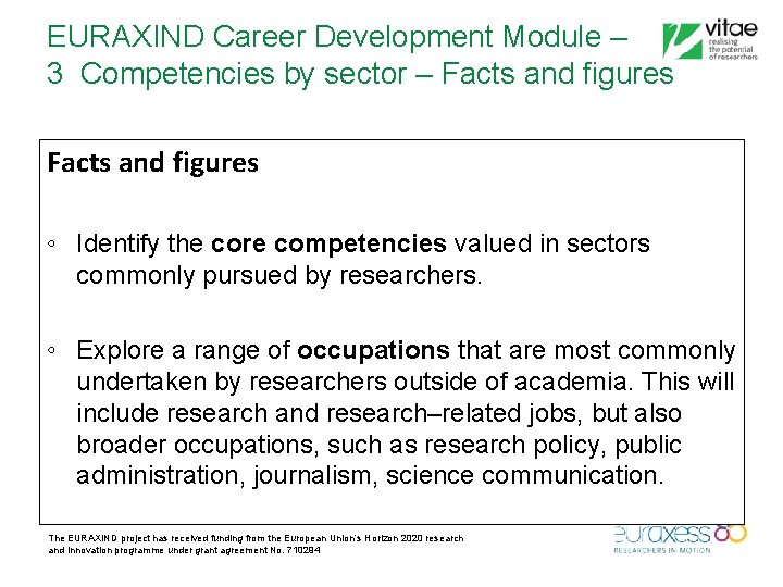 EURAXIND Career Development Module – 3 Competencies by sector – Facts and figures ◦