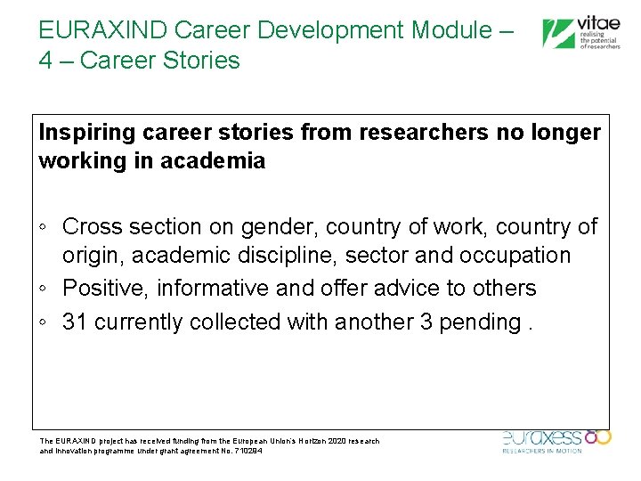 EURAXIND Career Development Module – 4 – Career Stories Inspiring career stories from researchers