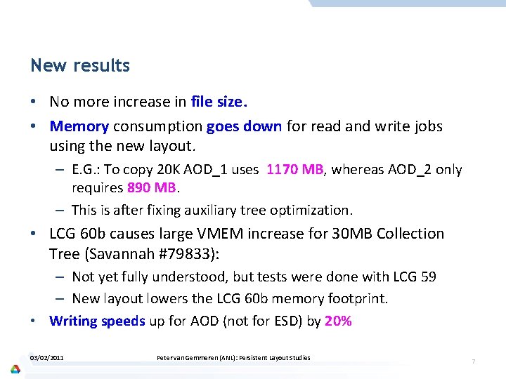 New results • No more increase in file size. • Memory consumption goes down