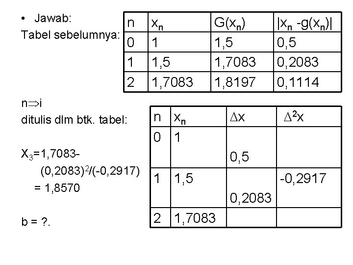  • Jawab: n Tabel sebelumnya: 0 1 2 n i ditulis dlm btk.