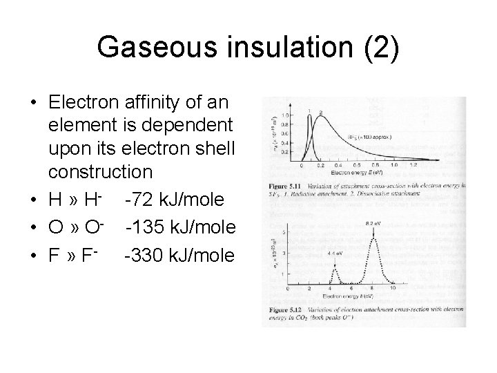 Gaseous insulation (2) • Electron affinity of an element is dependent upon its electron