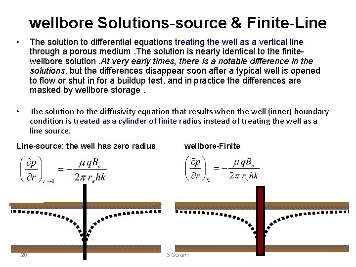 wellbore Solutions-source & Finite-Line • The solution to differential equations treating the well as