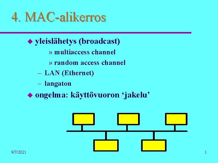 4. MAC-alikerros u yleislähetys (broadcast) » multiaccess channel » random access channel – LAN